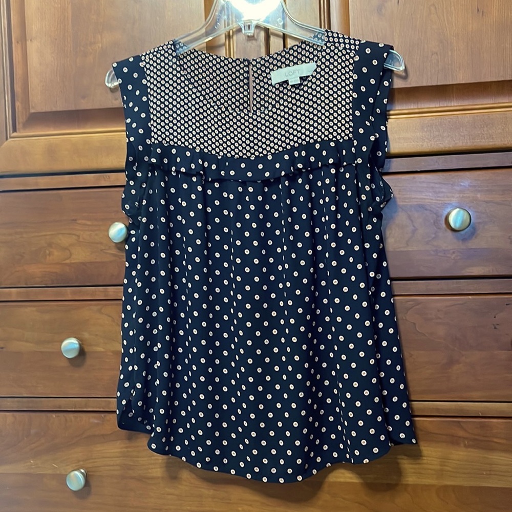 LOFT Sleeveless Navy Printed Blouse/Top MP